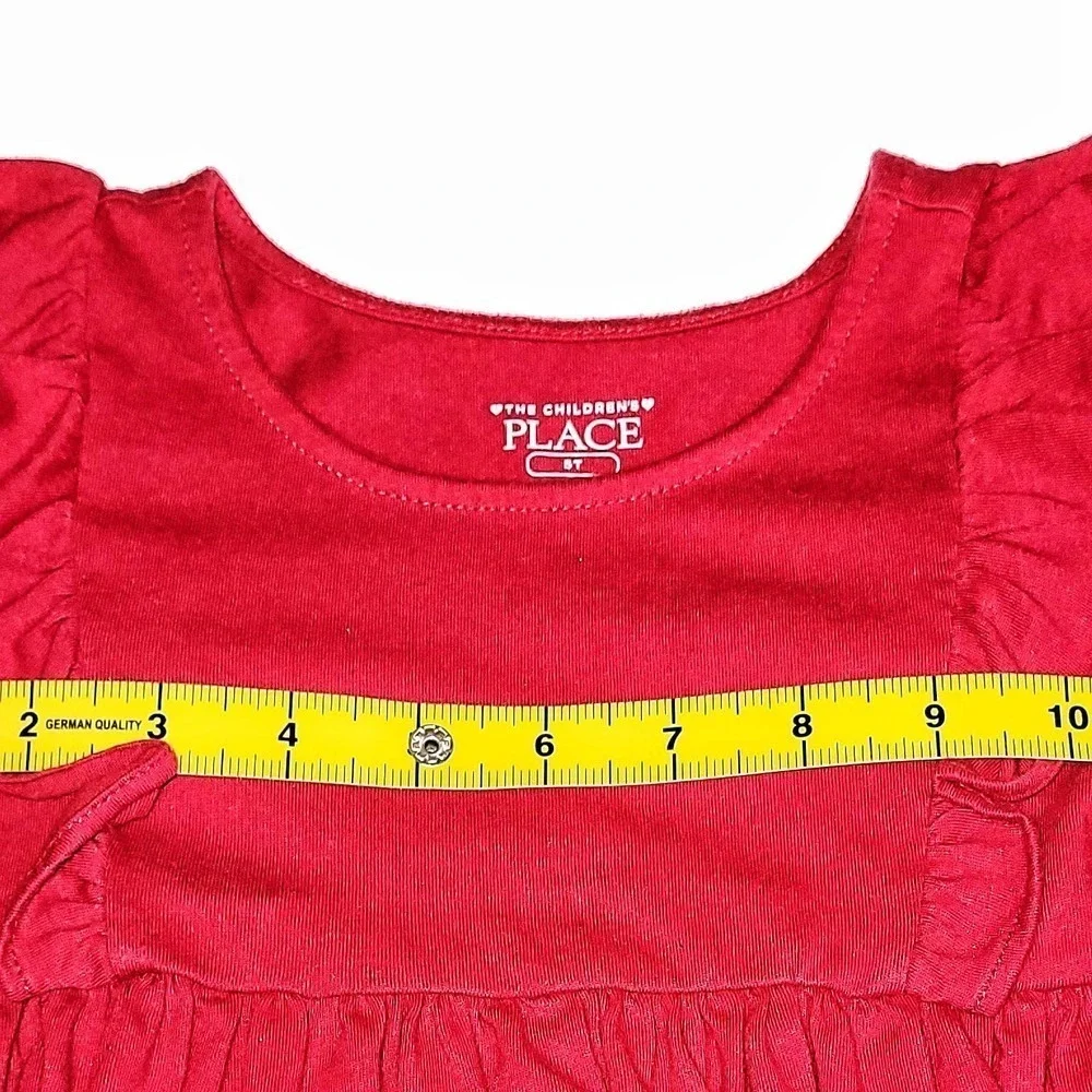 Red 5T Holiday Ruffle Dress Twirl Long Sleeve Jersey - Picture 4 of 5